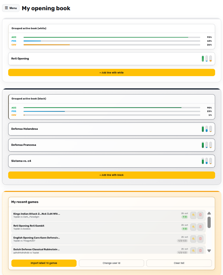 Screenshot of the Amber Chess opening book.